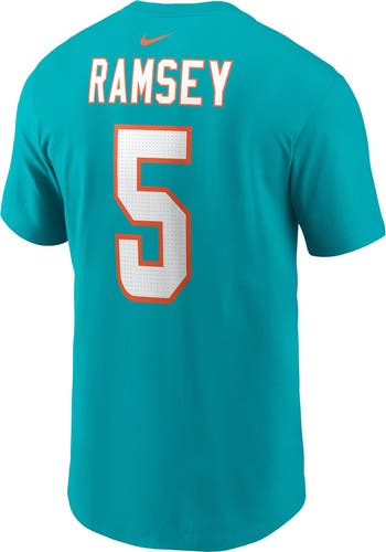 Men's Nike Jalen Ramsey Aqua Miami Dolphins Player Name & Number T-Shirt