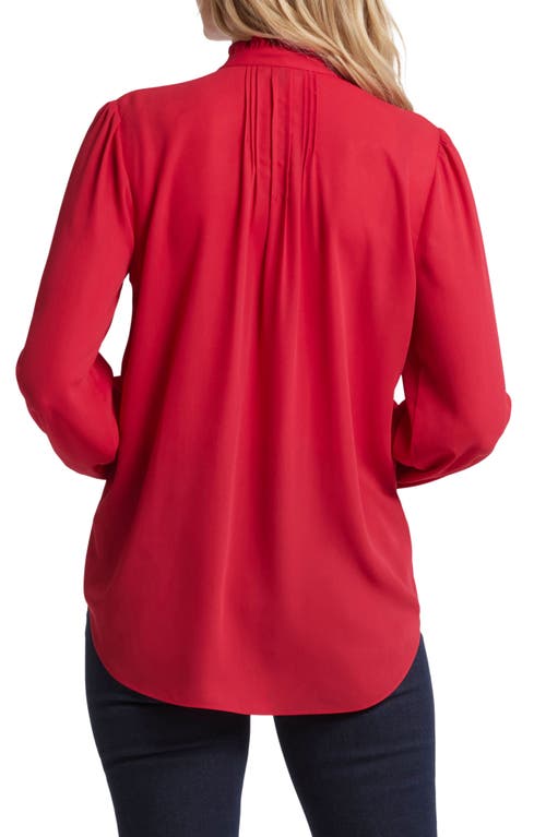 Shop Nydj Pleated Yoke Long Sleeve Peasant Blouse In Jalapeno Red