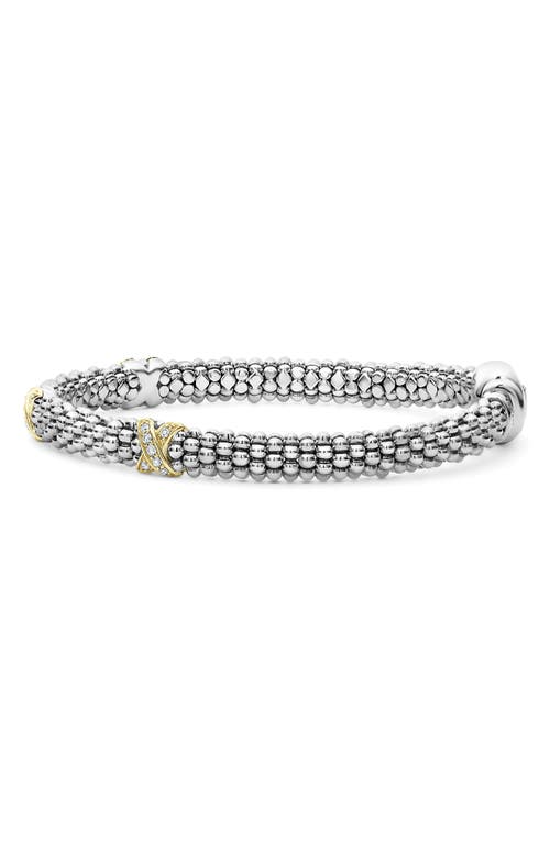 Shop Lagos Signature Caviar Diamond Rope Bracelet In Silver/gold