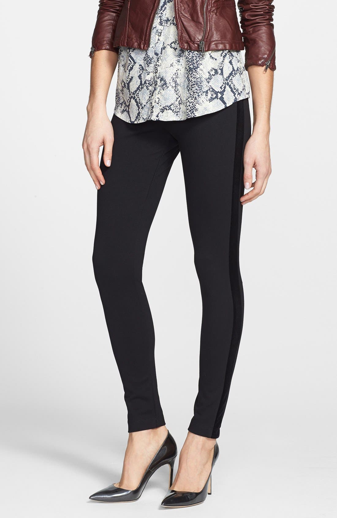 Lyssé Velvet Trim Control Top Leggings Nordstrom