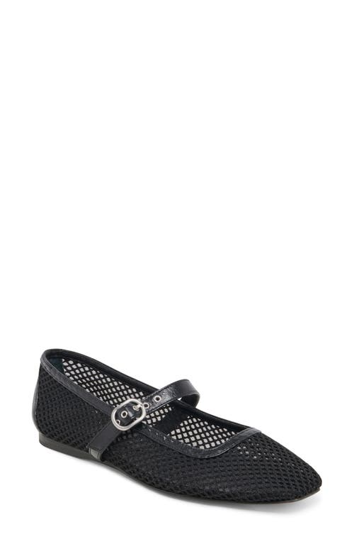 Rodni Mary Jane Flat in Black Woven Mesh