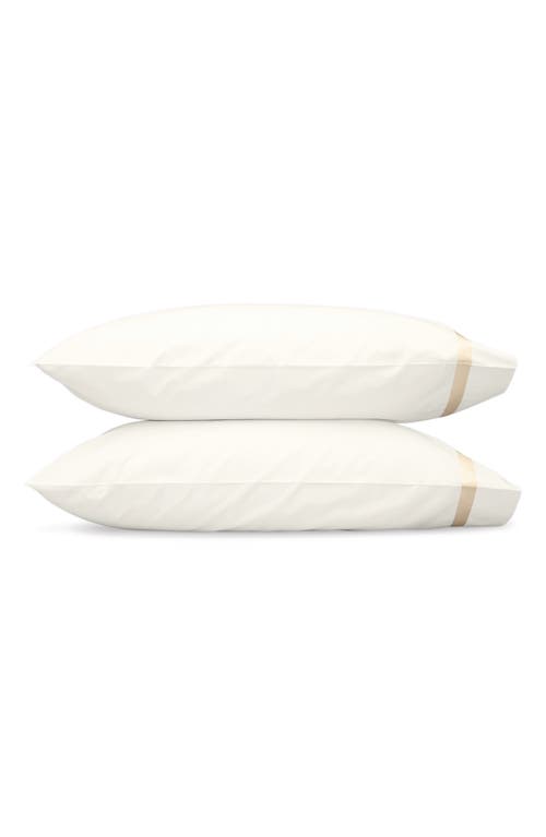 Matouk Lowell 600 Thread Count Set Of 2 Pillowcases In Ivory/champagne