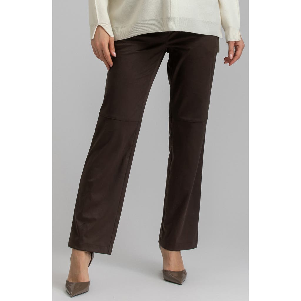 Pietro Brunelli Straight Leg Faux Leather Maternity Pants In Dark Brown