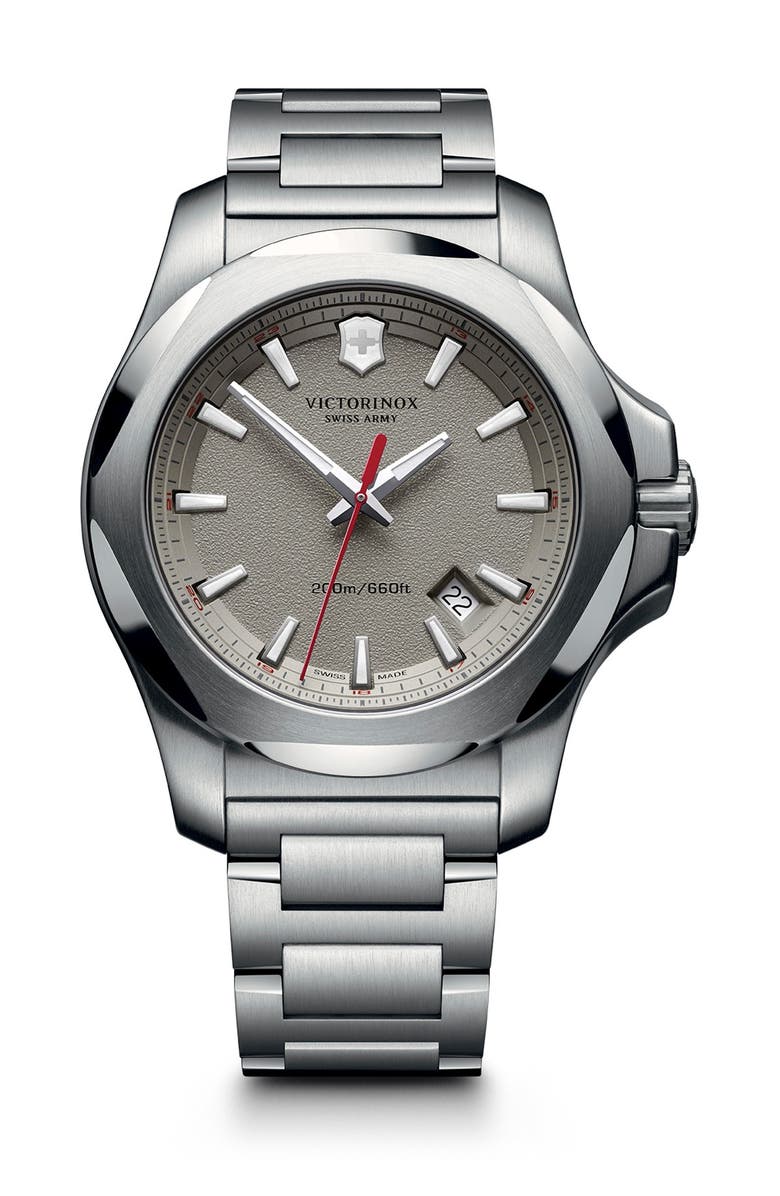 VICTORINOX SWISS ARMY Men's I.N.O.X. Analog Quartz Bracelet Watch, 43mm, Main, color, GRAY
