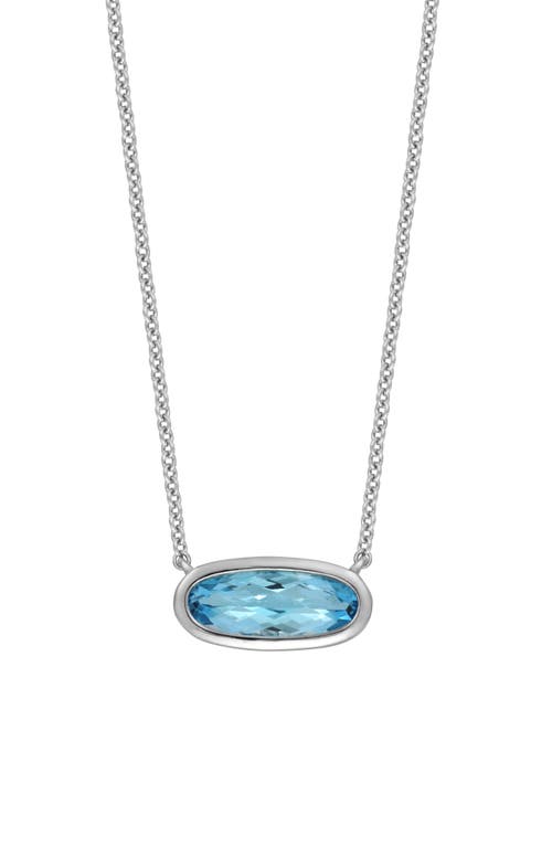 Bony Levy 14K Gold Sky Blue Topaz Oval Pendant Necklace in 14K White Gold at Nordstrom, Size 18