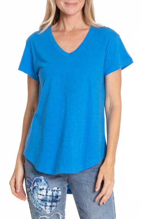 V-Neck High-Low T-Shirt in French Blue