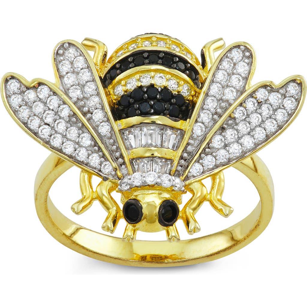 Fzn Cubic Zirconia Bee Ring In Yellow Gold