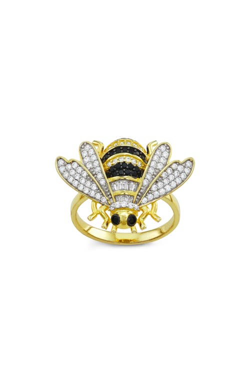 Fzn Cubic Zirconia Bee Ring In Yellow Gold