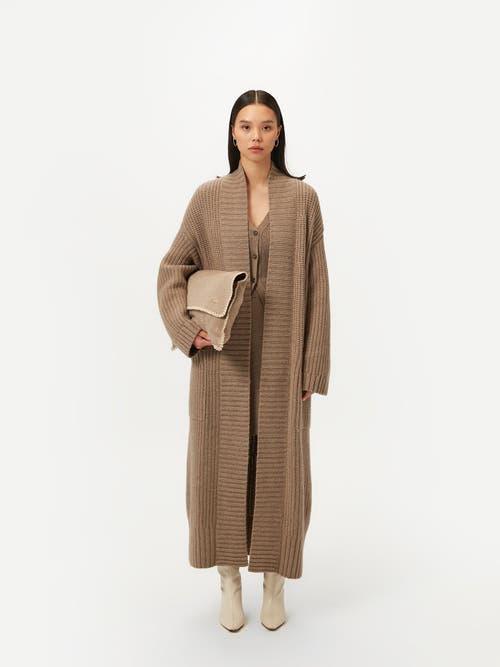 Gobi Mongolian Cashmere Organic Color Open-front Cashmere Cardigan In Taupe