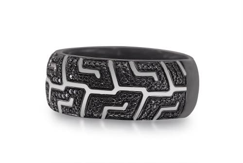 Shop Luvmyjewelry Pro Rider Tire Tread Sterling Silver & Black Diamond Ring In Dark Grey