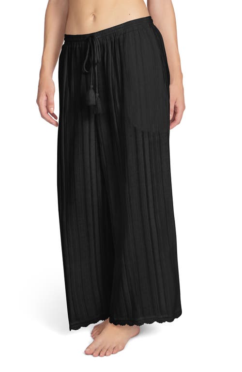 Shop Robin Piccone Jo Wide Leg Cover-up Pants In Black