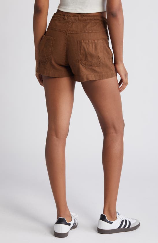 Shop Bdg Urban Outfitters Linen Drawstring Shorts In Chocolate