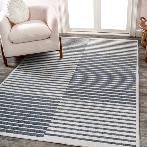 Jonathan Y Shutter Minimalist Striped Plaid Machine-washable Area Rug In Dark Gray/cream