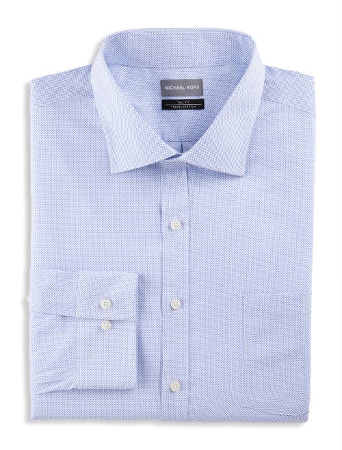 Shop Michael Kors Non-iron Geo-print Dress Shirt In Navy