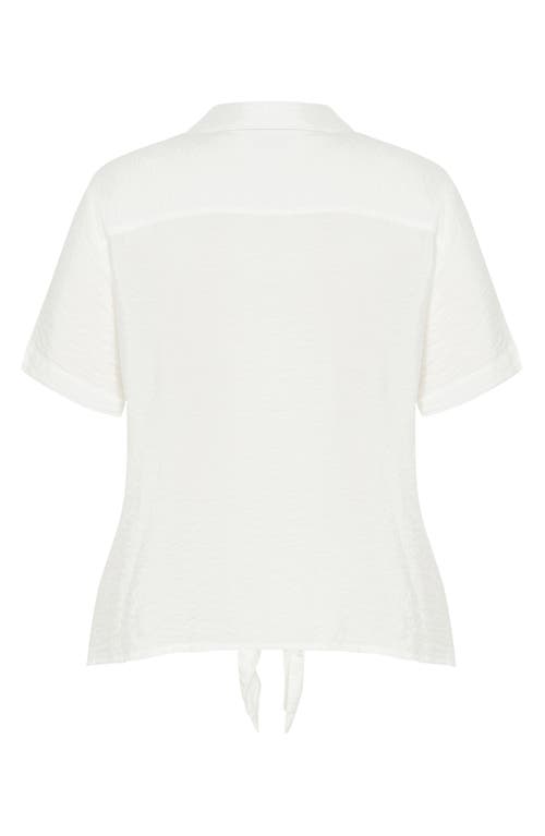 Shop City Chic Kasbah Short Sleeve Button-up Shirt In Ivory