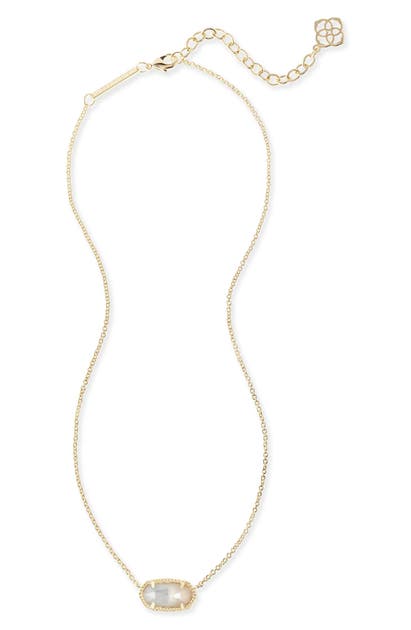 Kendra Scott Elisa Birthstone Pendant Necklace In June/ivory Mop/gold
