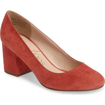 Sole Society Lola Block Heel Pump- Red