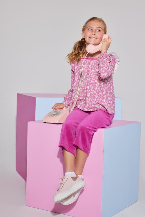 Bisby Kids' Floral Knit Adams Top In Roland Floral Fuchsia