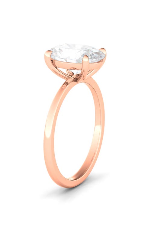 Hautecarat Oval Cut Lab Created Diamond Ring In 2.50 Ctw 18k Rose Gold