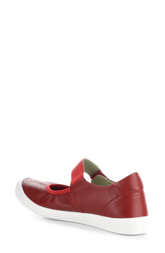 Softinos By Fly London Iglu Mary Jane Flat In Red Smooth Leather