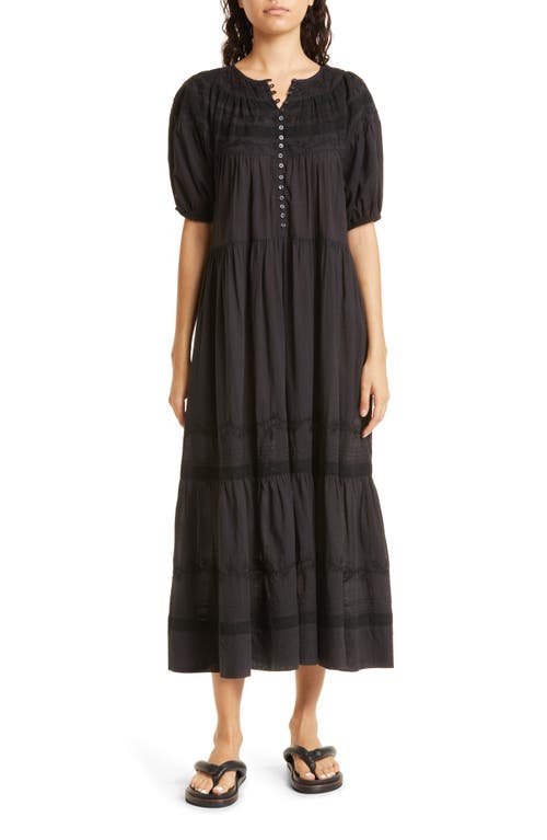 THE GREAT. Picturesque Cotton Empire Dress in Almost Black
