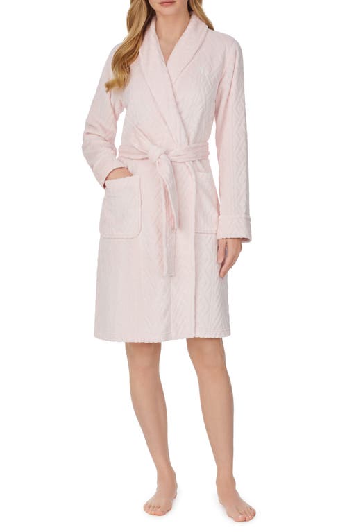 Lauren Ralph Lauren Quilted Shawl Collar Clip Robe in Pink at Nordstrom, Size Large