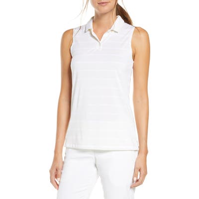 Nike Dri-Fit Stripe Sleeveless Polo, White