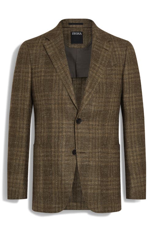 Zegna Crossover Plaid Wool Blend Sport Coat In Fango