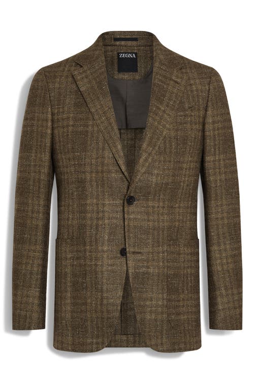 Shop Zegna Crossover Plaid Wool Blend Sport Coat In Fango