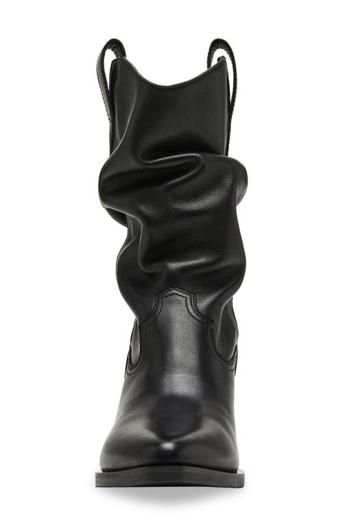 Shop Steve Madden Taos Ruched Western Bootie In Black Leather