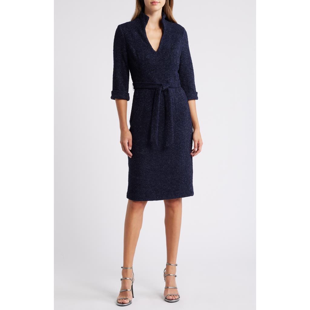 Black Halo Madeline Metallic Tweed Sheath Dress in Twilight Tapestry