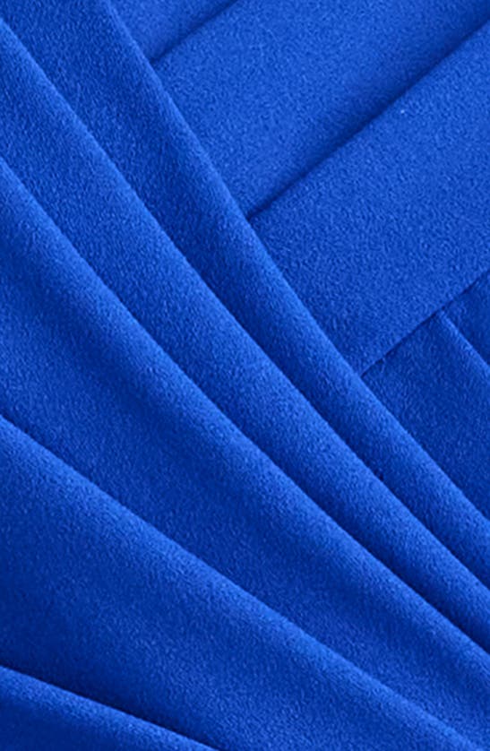 Shop Tadashi Shoji Asymmetric Neck Side Ruffle Fit & Flare Gown In Mystic Blue