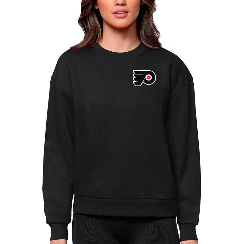 Shop Antigua Black Philadelphia Flyers Primary Logo Victory Crewneck Pullover Sweatshirt