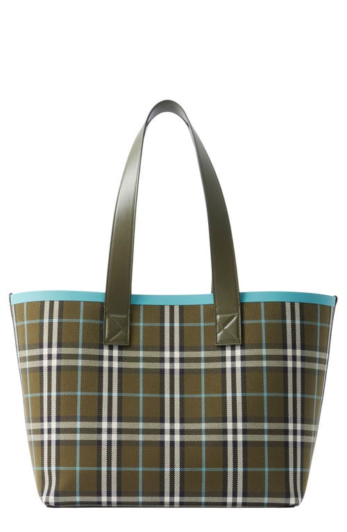 Medium Heritage Check Canvas Tote in Olive Green