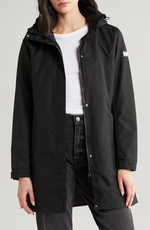 Aden Waterproof Hooded Longline Rain Jacket in Black