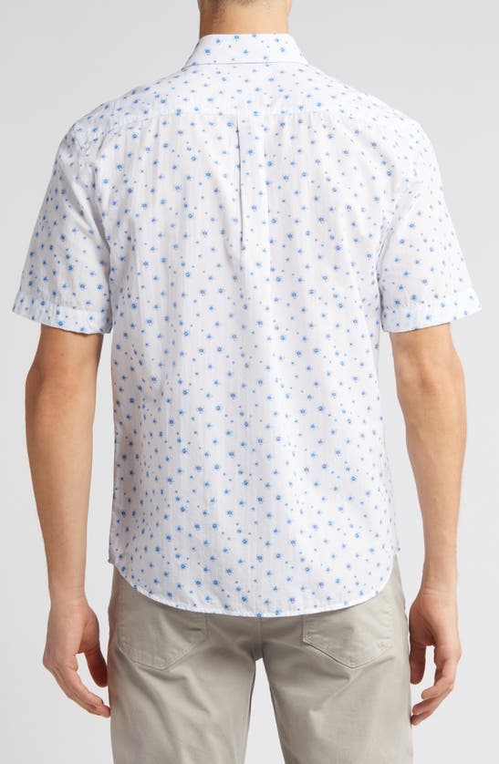 Shop Johnnie-o Benson Floral Short Sleeve Stretch Button-up Shirt In White