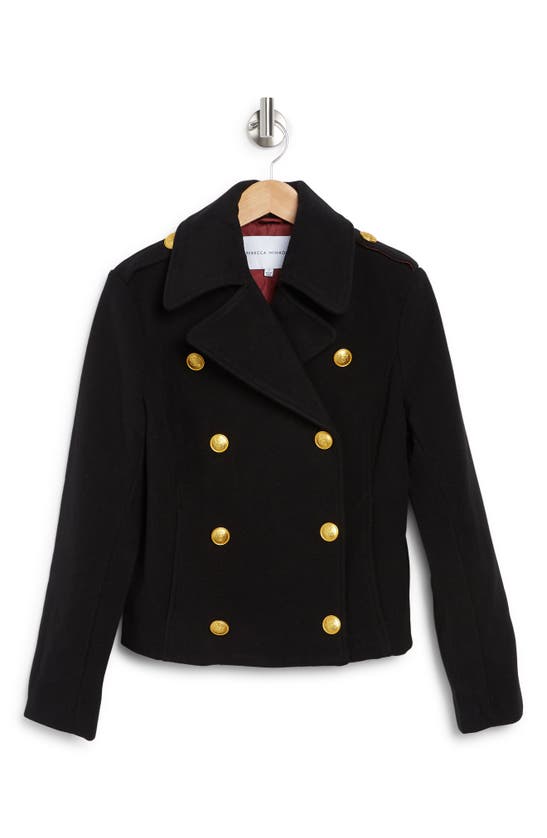 Rebecca Minkoff Double Breasted Peacoat In Black