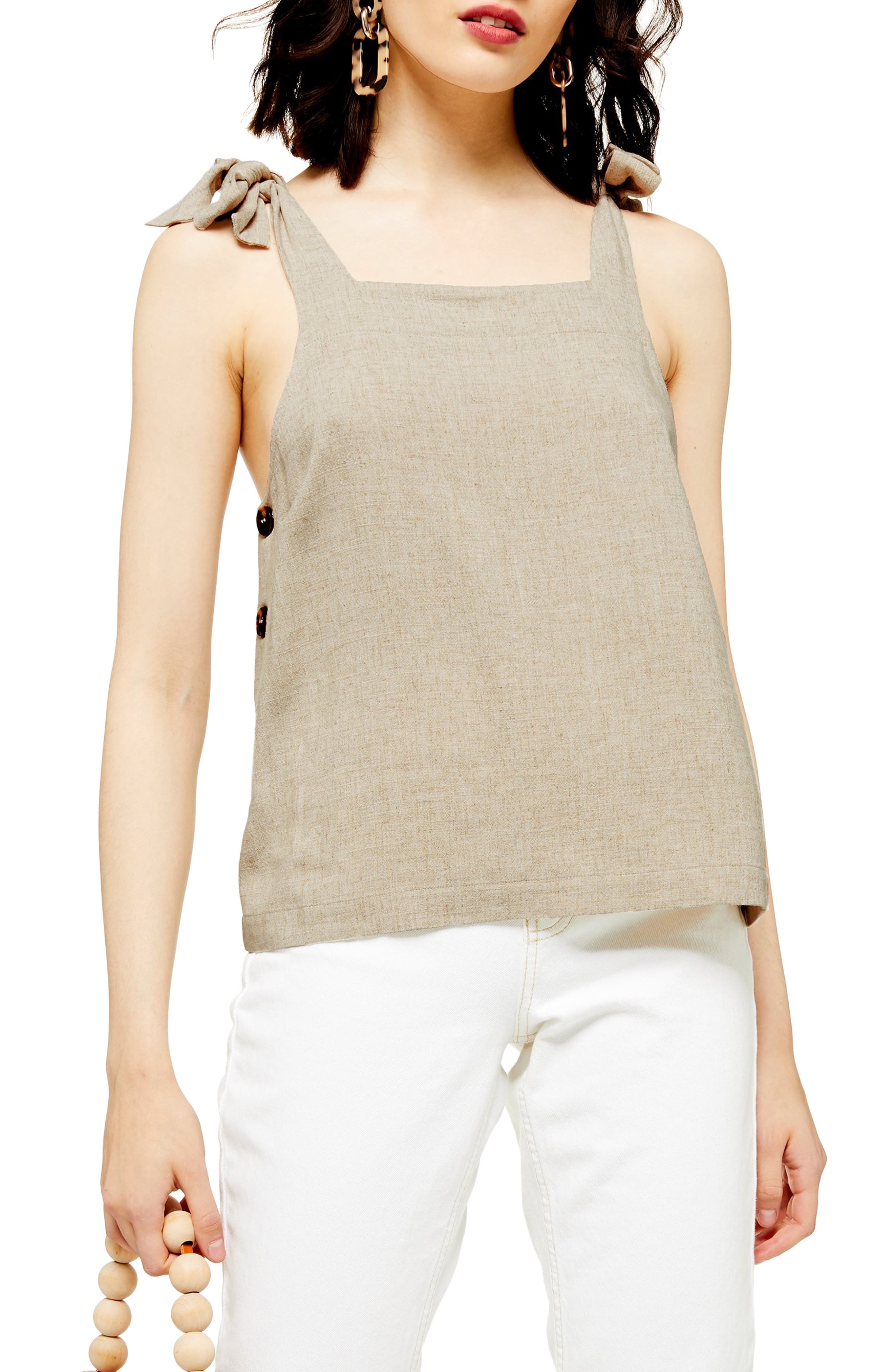 Topshop Polly Tie Shoulder Camisole, US (fits like 16-18) - Beige