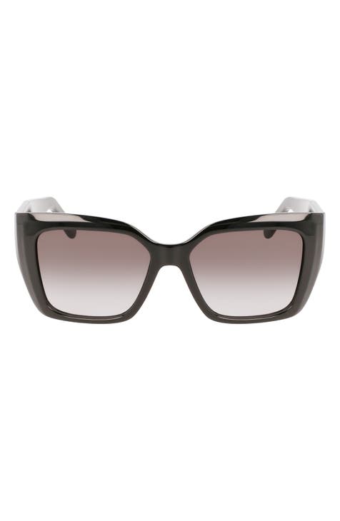 Salvatore Ferragamo Grey Gradient Rectangular Ladies Sunglasses