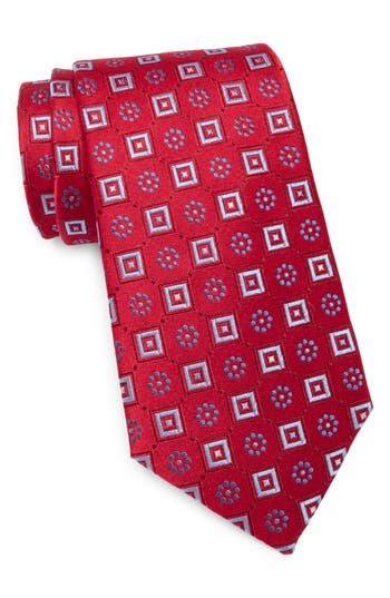 Duchamp Silk Medallion Tie In Red