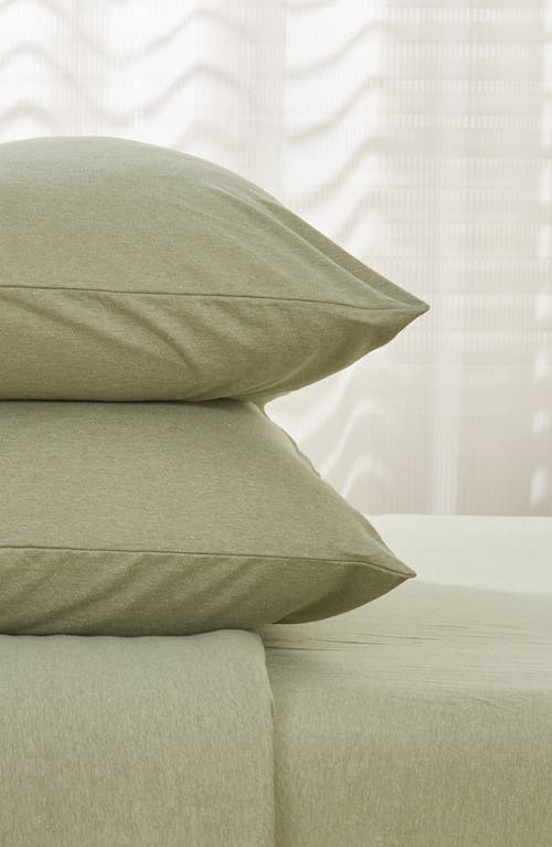Woven & Weft Jersey Knit Sheet Set In Heathered Eucalyptus