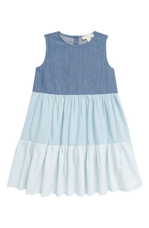 Tucker + Tate Kids' Colorblock Tiered Dress in Blue Wash Block