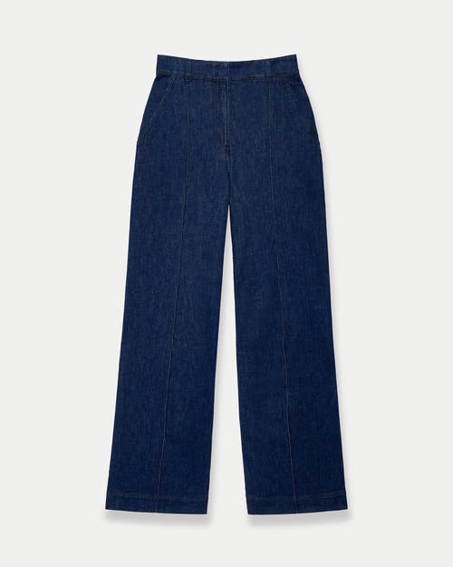 Another Tomorrow Chambray Relaxed Wide Leg Pants Dark Blue In Dark Wash