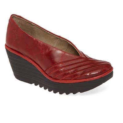 Fly London Yaku Wedge Pump, Red