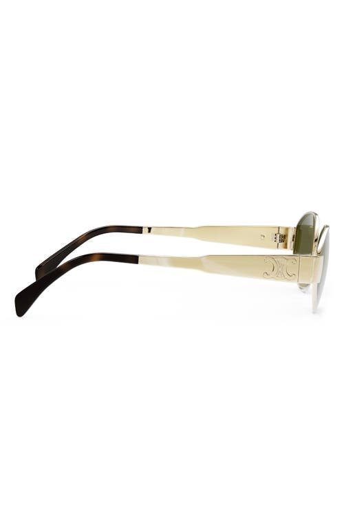 Shop Celine Triomphe 54mm Oval Sunglasses In Shiny Endura Gold/green