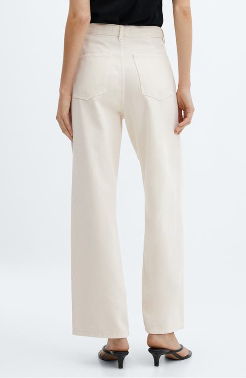 Shop Mango Cesca High Waist Wide Leg Jeans In Light Beige