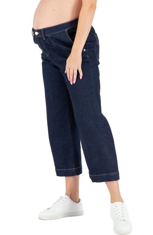Jill Crop Maternity Wide Leg Jeans in Dark Blue