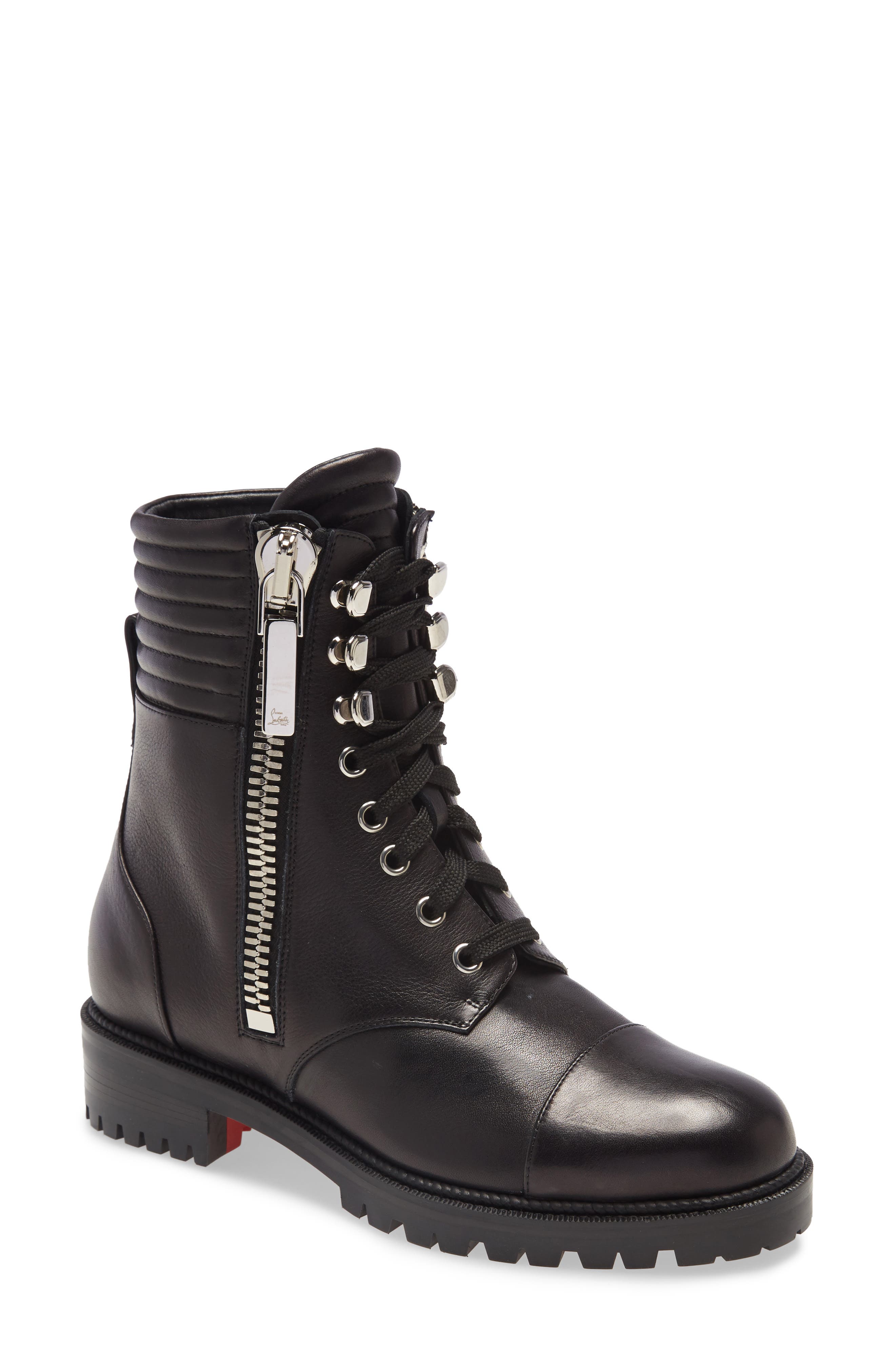 christian louboutin en hiver leather zip booties