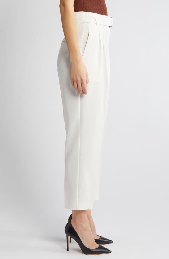 Hugo Boss Tapiah Belted Ankle Pants In Soft Cream
