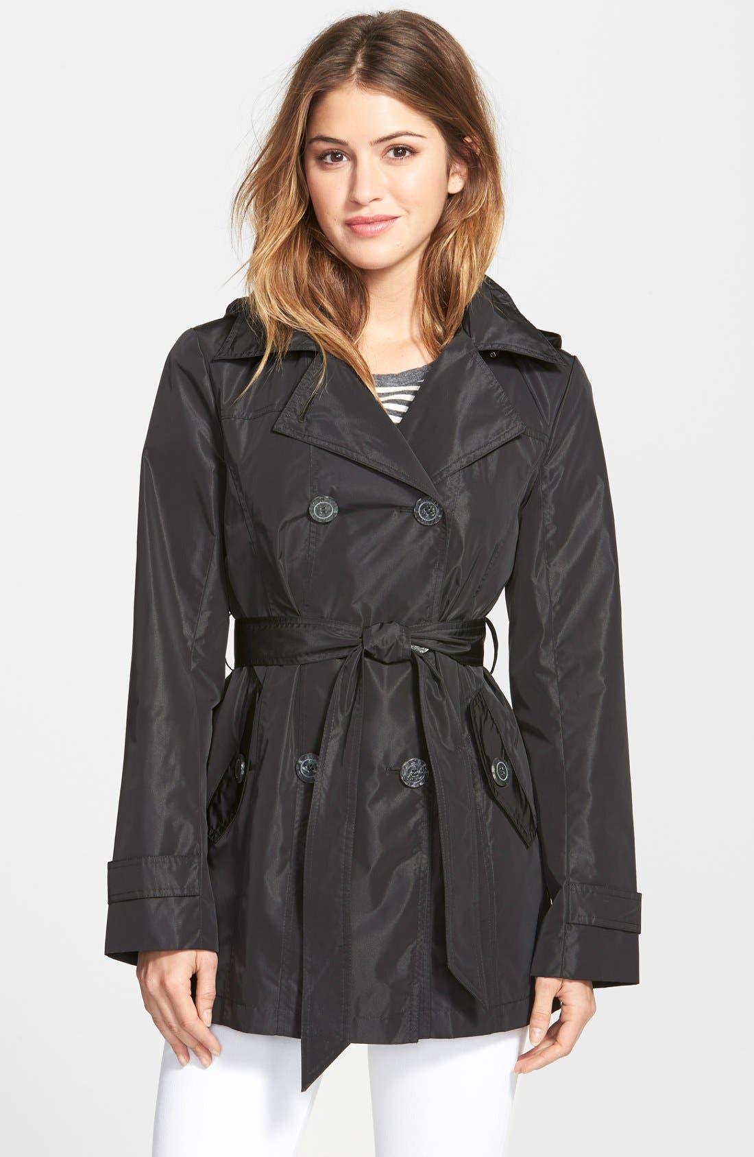 Ellen Tracy Packable Trench Coat with Detachable Hood (Regular & Petite